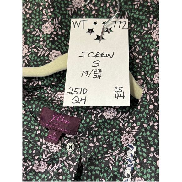 J.Crew Made With Liberty Fabric Blouse Small Floral Ruffle Long Sleeve - Picture 3 of 6